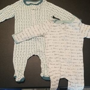 Cloud Island Blue and White Footies One Piece